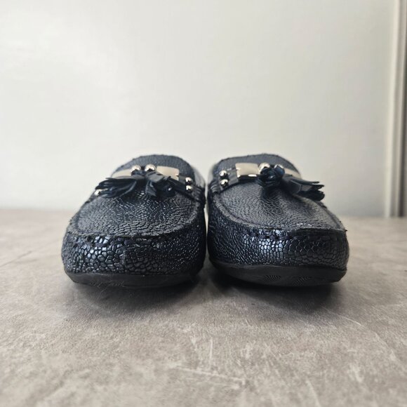 Marc Joseph Tassel Loafers Size 6 Blue Croc Leather Slip On Preppy Dress Shoes - Picture 3 of 11